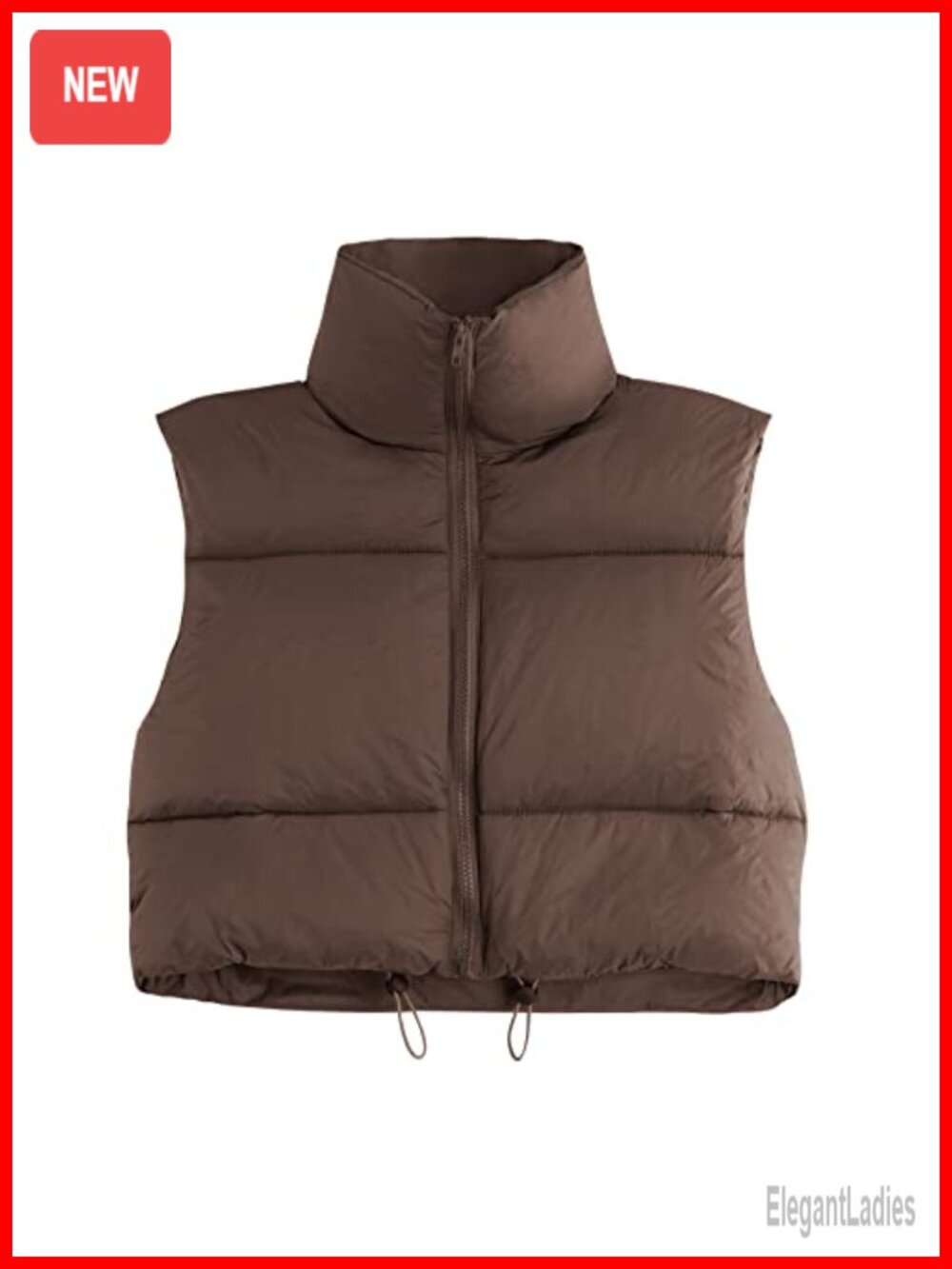 Women's Cropped Quilted Puffer Vest Zip Sleeveless Winter Outerwear